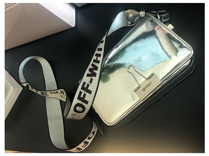 Borsa a tracolla Off White Argentata Metallizzata Argento - vista 3