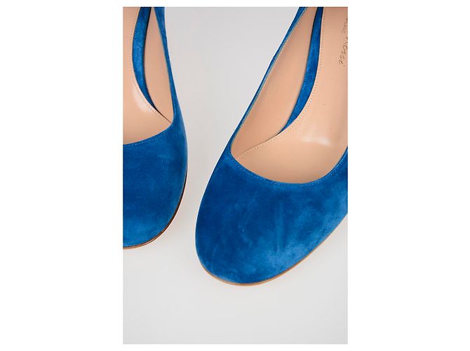 Décolleté Gianvito Rossi Greta Mid in suede blu - vista 3