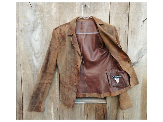 Sylvie Schimmel t Wildleder Stretch Lammjacke 38 Hellbraun - Ansicht 2