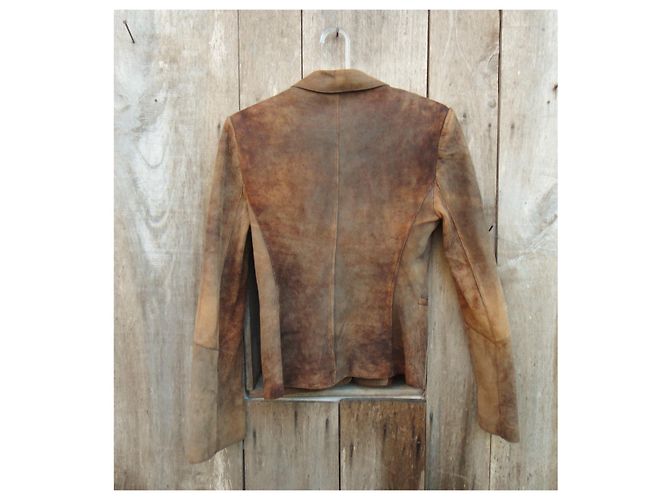 Sylvie Schimmel t Wildleder Stretch Lammjacke 38 Hellbraun - Ansicht 3