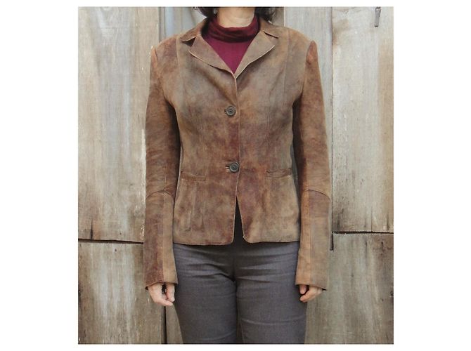 Sylvie Schimmel t Wildleder Stretch Lammjacke 38 Hellbraun - Ansicht 4