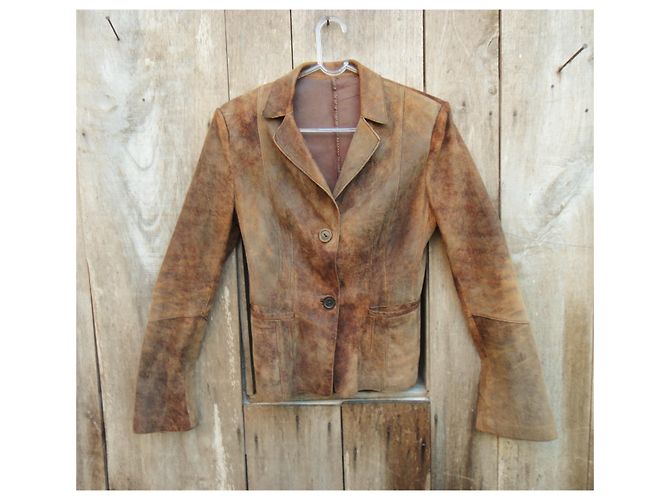 Sylvie Schimmel t Wildleder Stretch Lammjacke 38 Hellbraun - Ansicht 6
