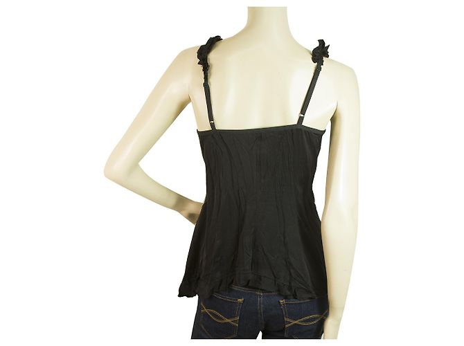 Marithé et François Girbaud Marithe Francois Girbaud Blusa sin mangas de encaje negro Cami Talla grande Fr 38 - vista 2