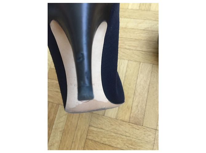 Décolleté Chanel Bicolore Nero e Blu Navy Tela e Pelle - vista 6