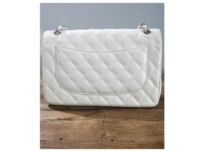 Timeless Borsa a patta Jumbo classica foderata bianca Chanel Bianco - vista 3
