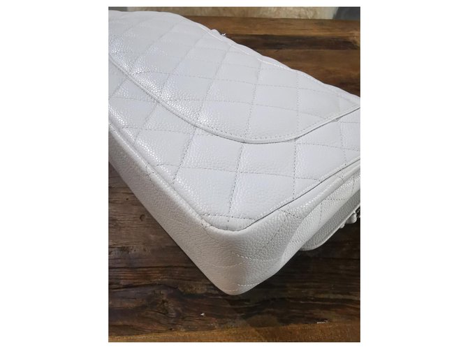 Timeless Borsa a patta Jumbo classica foderata bianca Chanel Bianco - vista 5