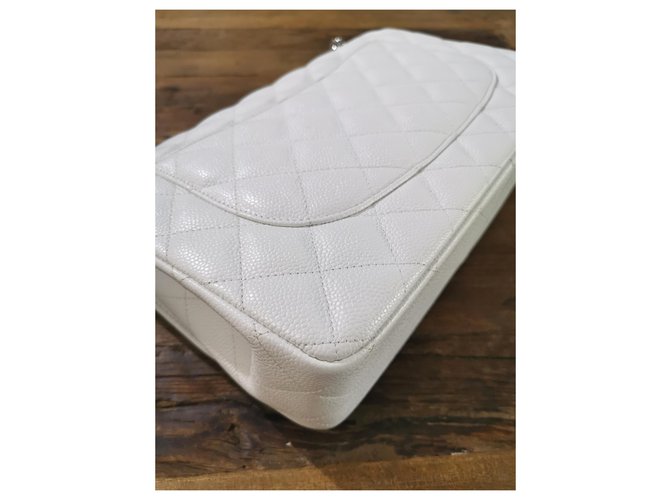 Timeless Borsa a patta Jumbo classica foderata bianca Chanel Bianco - vista 6