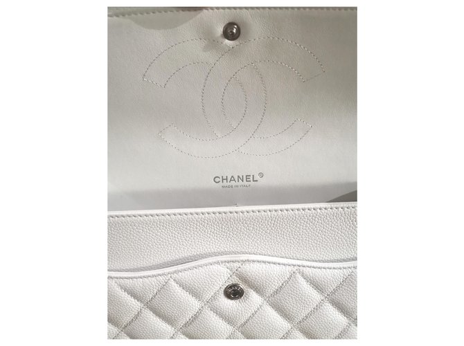 Timeless Borsa a patta Jumbo classica foderata bianca Chanel Bianco - vista 8