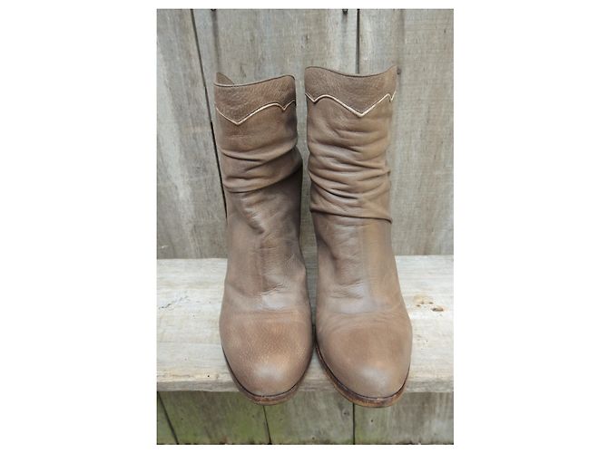 Botas Sartore de piel beige 42 - vista 4