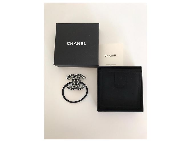 Cambon Chanel Diadema elástica para cabello Negro Blanco - vista 5