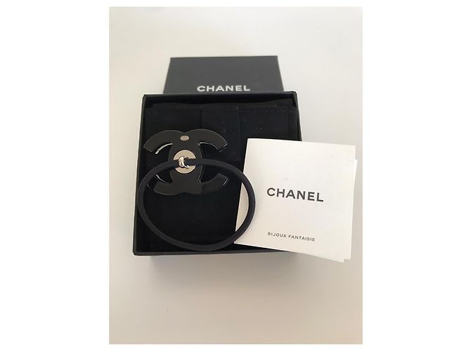 Cambon Chanel Diadema elástica para cabello Negro Blanco - vista 6