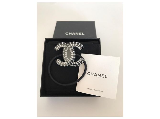 Cambon Chanel Diadema elástica para cabello Negro Blanco - vista 7