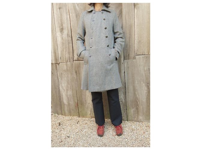 Abrigo Apc de tweed de lana gris corte trapecio 36 - vista 7