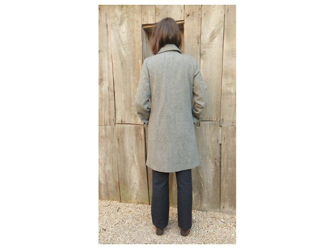 Abrigo Apc de tweed de lana gris corte trapecio 36 - vista 8