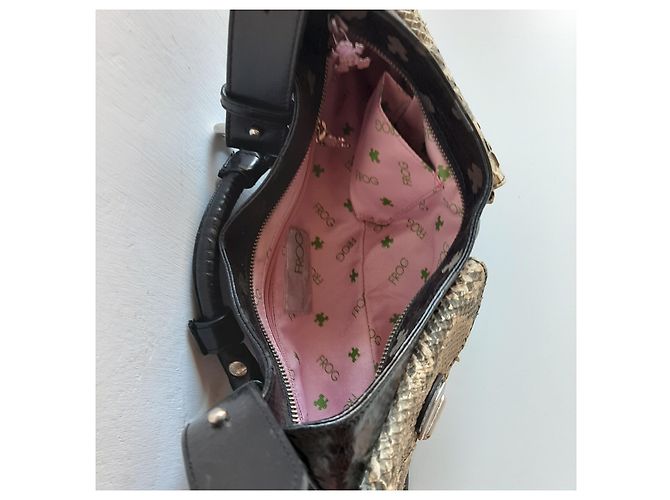 Autre Marque Borsa a mano Crazy FROG in pelle nera Nero - vista 3