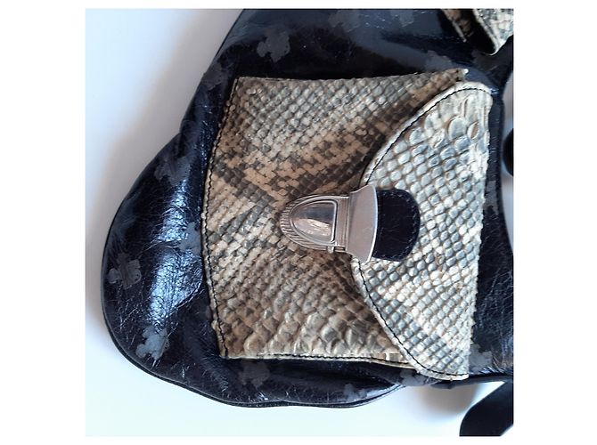Autre Marque Borsa a mano Crazy FROG in pelle nera Nero - vista 4