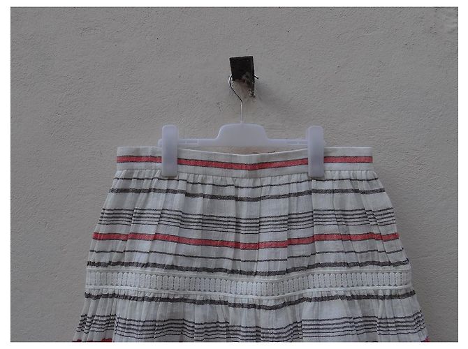 Falda Chloé Crema Algodón Lino Talla 42 Multicolor Crudo - vista 2