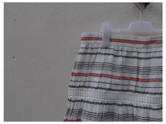 Falda Chloé Crema Algodón Lino Talla 42 Multicolor Crudo - vista 3