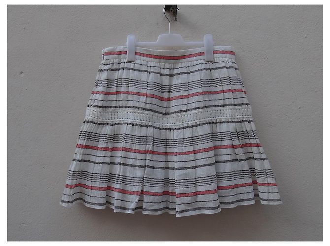 Falda Chloé Crema Algodón Lino Talla 42 Multicolor Crudo - vista 6