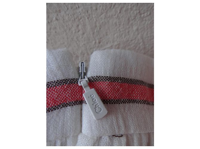 Falda Chloé Crema Algodón Lino Talla 42 Multicolor Crudo - vista 7