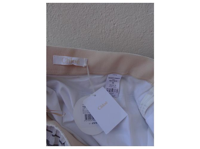 Falda Chloé Crema Algodón Lino Talla 42 Multicolor Crudo - vista 8