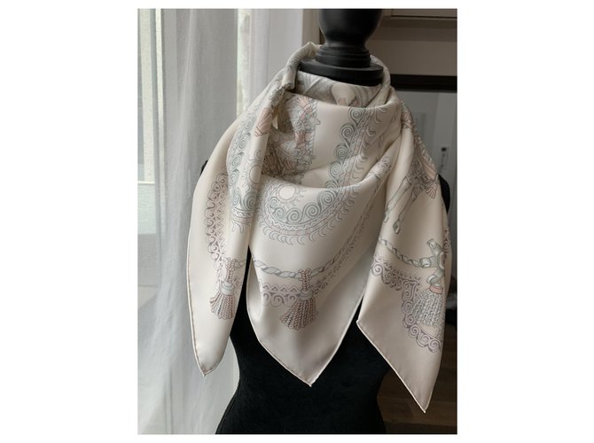 Hermès Bufandas de seda Crema - vista 5