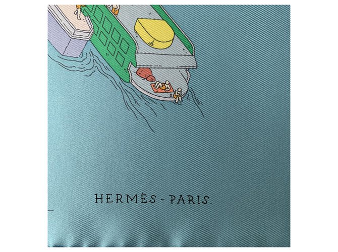 Hermès Seiden Schals Blau - Ansicht 2