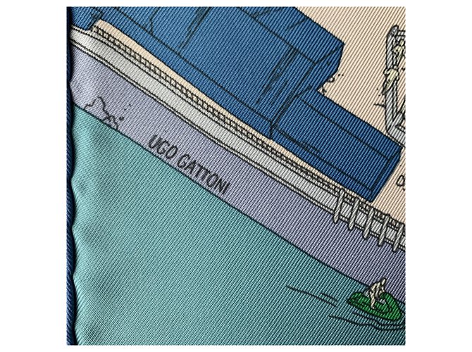 Hermès Seiden Schals Blau - Ansicht 3