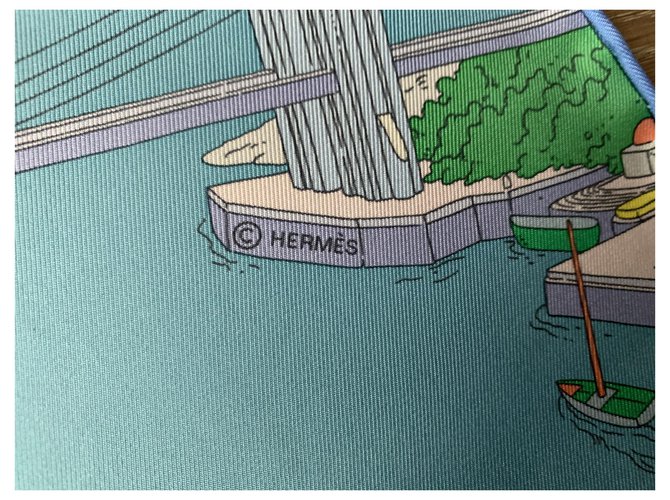 Hermès Seiden Schals Blau - Ansicht 4