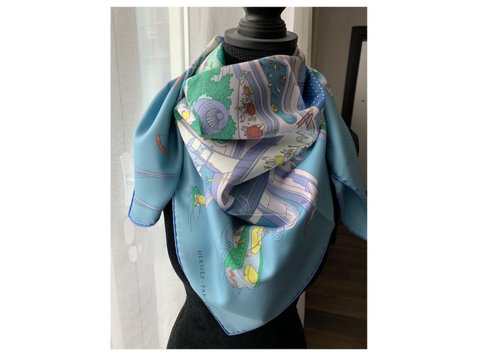 Hermès Seiden Schals Blau - Ansicht 5