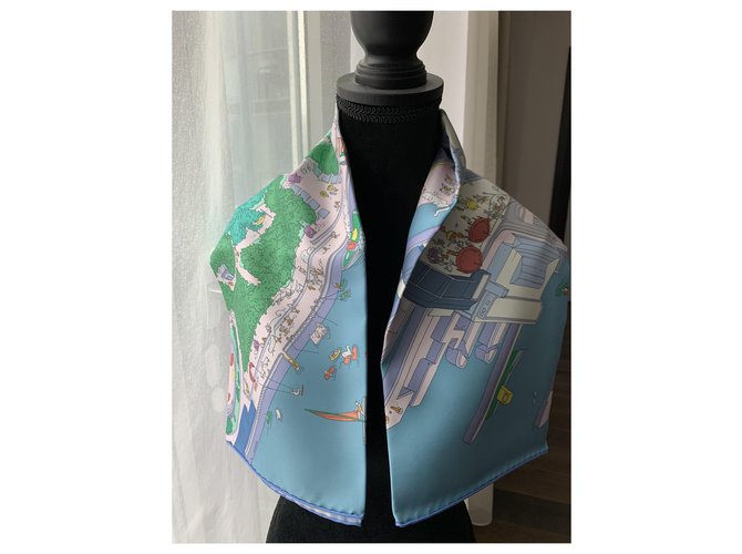 Hermès Seiden Schals Blau - Ansicht 6