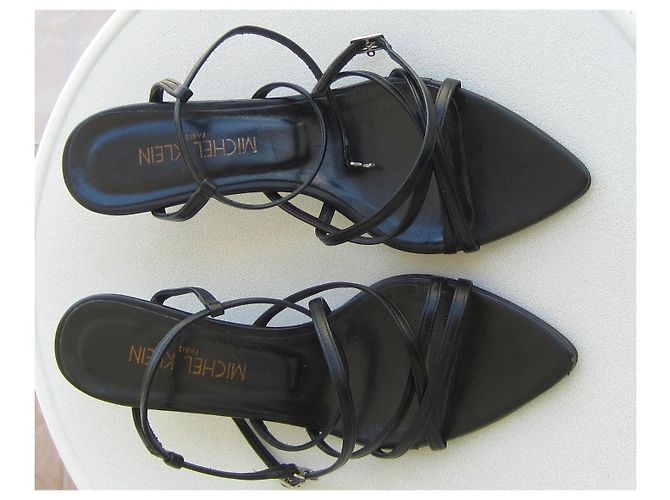 Sandali Michel Klein in pelle neri 36 Nero - vista 2
