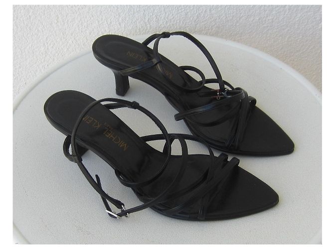 Sandali Michel Klein in pelle neri 36 Nero - vista 3