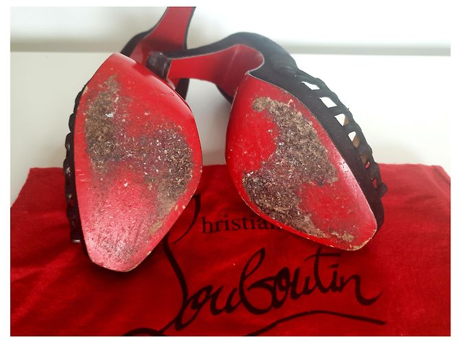 Sandali Christian Louboutin Chamallow Neri in Pelle di Cervo 35 Nero - vista 3