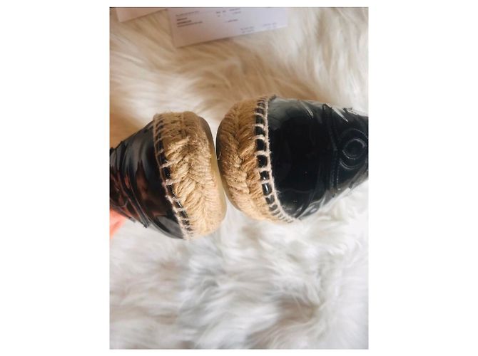 Espadrillas Chanel in vernice nera Nero - vista 6