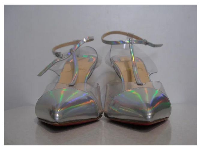 Sandali Christian Louboutin Argentati in Pelle - vista 3