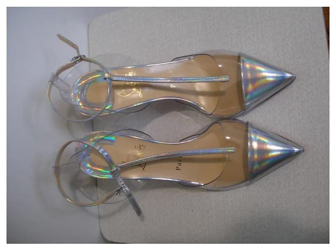 Sandali Christian Louboutin Argentati in Pelle - vista 5