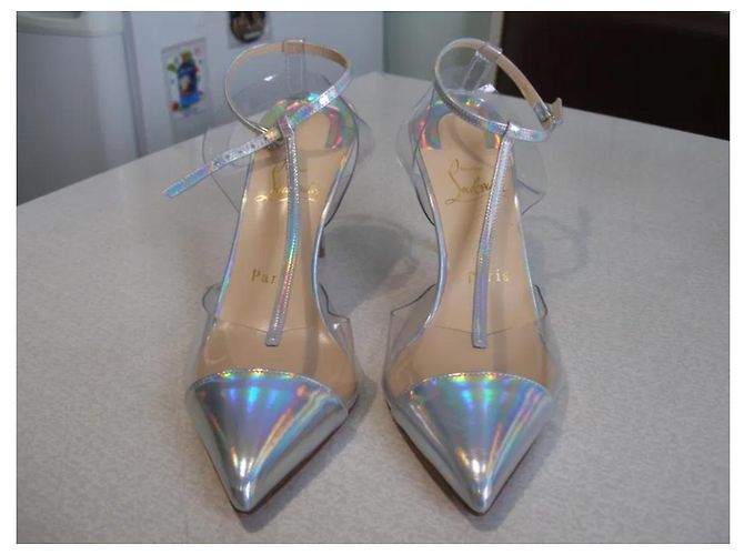 Sandali Christian Louboutin Argentati in Pelle - vista 6