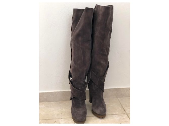 Botas altas Chloé de ante gris oscuro Gris antracita - vista 3