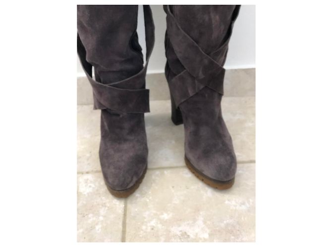Botas altas Chloé de ante gris oscuro Gris antracita - vista 6