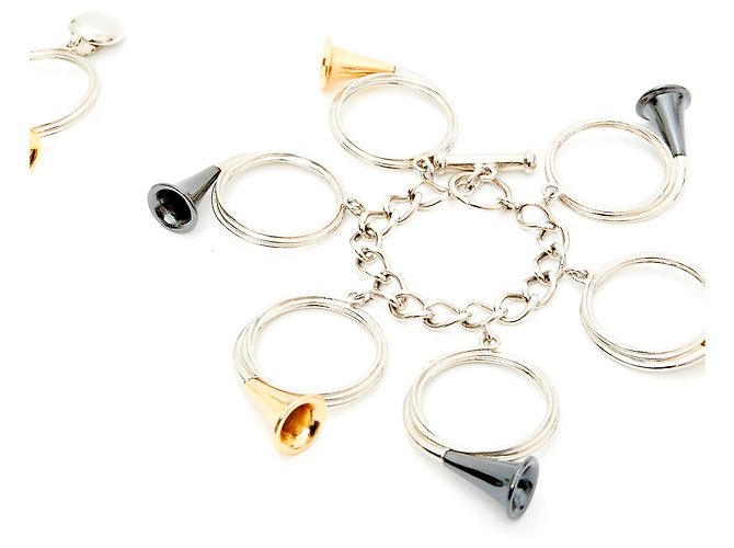 Set Christian Dior Bracciale e Orecchini Corno da Caccia Oro e Argento D'oro - vista 2