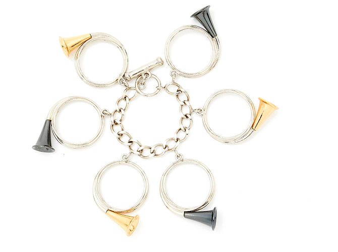 Set Christian Dior Bracciale e Orecchini Corno da Caccia Oro e Argento D'oro - vista 4