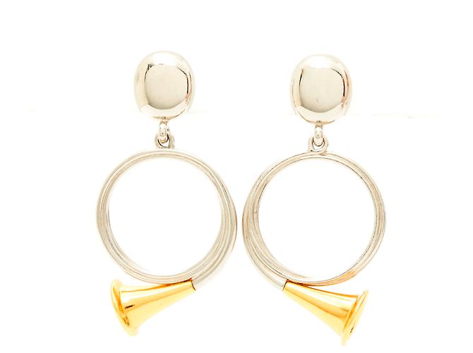 Set Christian Dior Bracciale e Orecchini Corno da Caccia Oro e Argento D'oro - vista 5