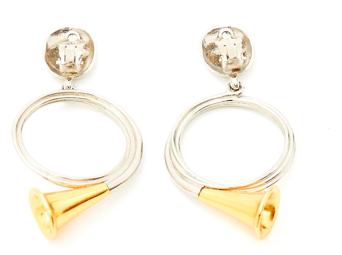 Set Christian Dior Bracciale e Orecchini Corno da Caccia Oro e Argento D'oro - vista 6