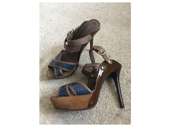Hochhackige Lola Cruz Braun Blau Cognac Dunkelbraun - Ansicht 4