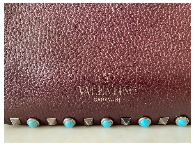 Borsa a mano Valentino Garavani Guitar Rockstud in pelle rosso scuro Bordò - vista 2