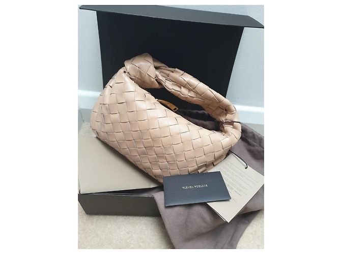 Pochette Bottega Veneta Jodie Mini Beige in Pelle - vista 3