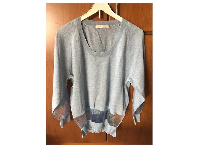 Stella Mc Cartney Top Stella McCartney de algodón y cachemira azul claro - vista 2