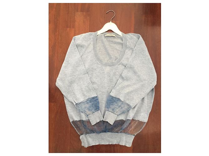 Stella Mc Cartney Top Stella McCartney de algodón y cachemira azul claro - vista 4