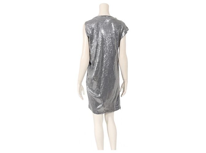 Diane Von Furstenberg DvF Mara Seidenpaillettenkleid NEU Silber - Ansicht 4